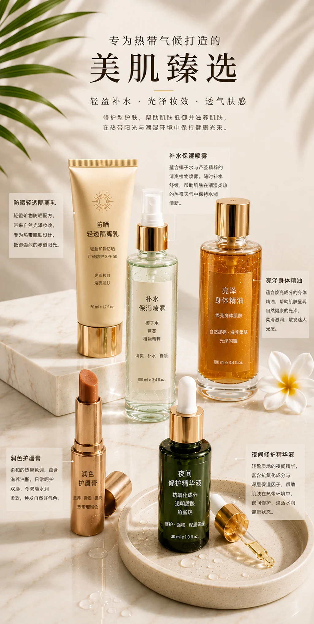 热带美容护肤产品