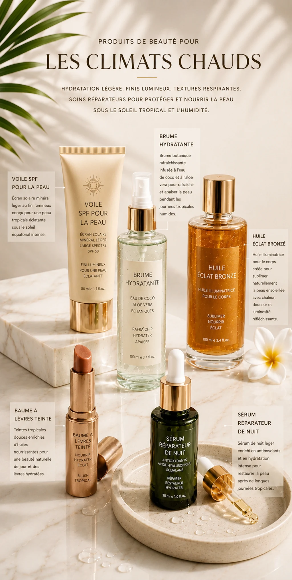 Produits de beauté tropicaux