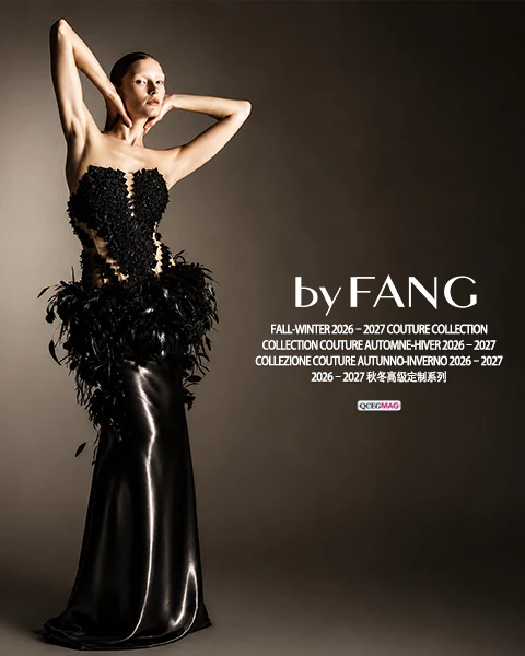 A sculptural silhouette exploring structure, movement and fluidity in byFANG Couture Fall/Winter 2026–2027.
