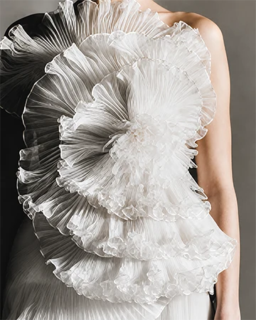 Editorial slide featuring Look N°3 from byFANG Couture Fall/Winter 2026–2027, presented during Paris Haute Couture Week.