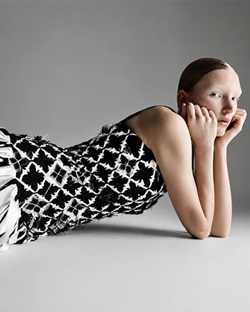 Editorial slide featuring Look N°4 from byFANG Couture Fall/Winter 2026–2027, presented during Paris Haute Couture Week.