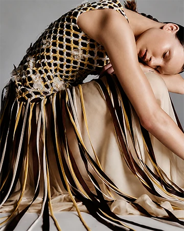 Editorial slide featuring Look N°10 from byFANG Couture Fall/Winter 2026–2027, presented during Paris Haute Couture Week.