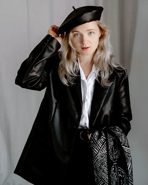 Portrait of Darya Pronyushkina, artist and fashion designer, founder of Darí Textil