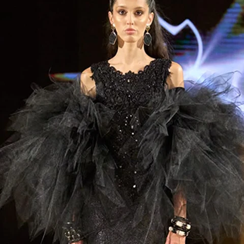 Look N°2 from Eva Minge's The Seven Contemporary Sins Couture Autumn/Winter 2026–2027 collection, presented during Paris Haute Couture Week.
