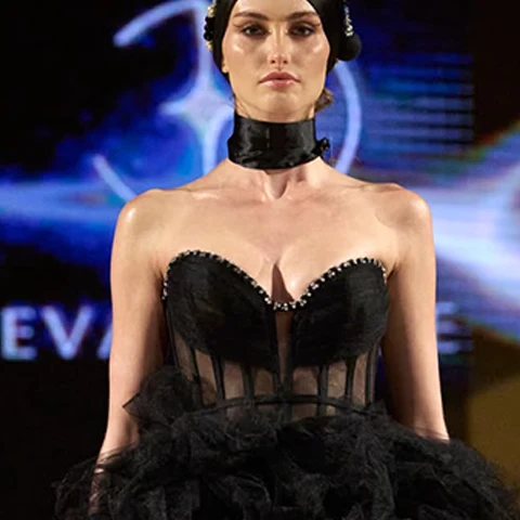 Look N°14 from Eva Minge's The Seven Contemporary Sins Couture Autumn/Winter 2026–2027 collection, presented during Paris Haute Couture Week.
