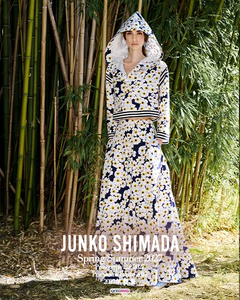 Delicate botanical motifs from Junko Shimada Spring/Summer 2027.
