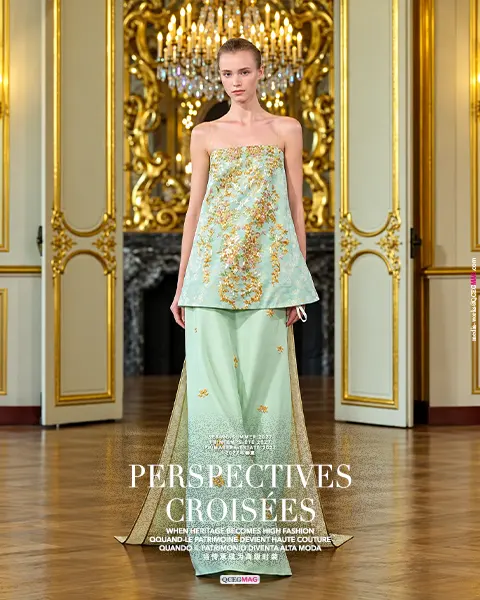 Chinese ceremonial craftsmanship by TIANXI at Perspectives Croisées SS27.
