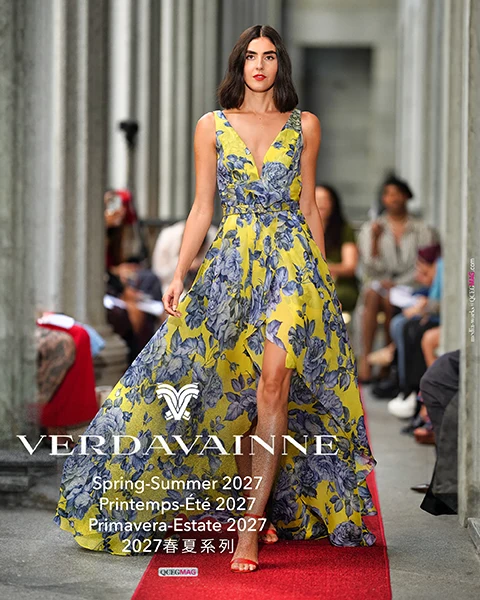 Chartreuse corded lace over lilac ground from VERDAVAINNE SS27.
