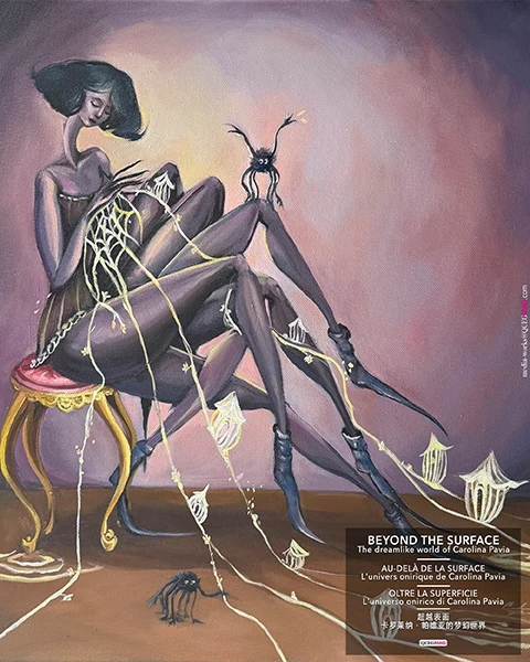 A painting exploring transformation in Carolina Pavia's work.