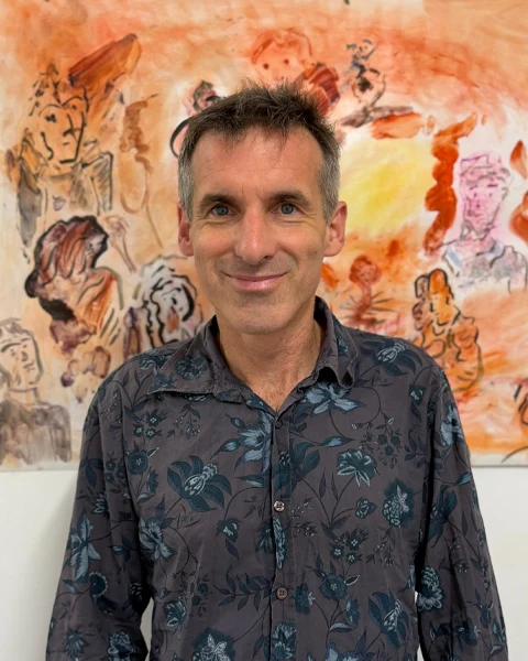 Portrait of Mateo, artist and owner of Galerie L’Esprit d’Escalier, Paris